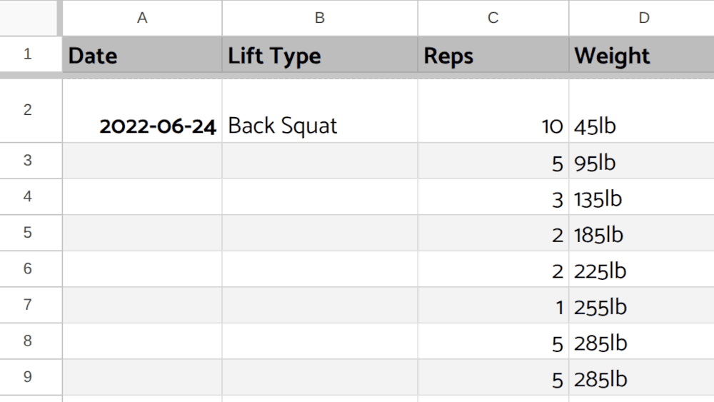 Spreadsheet example