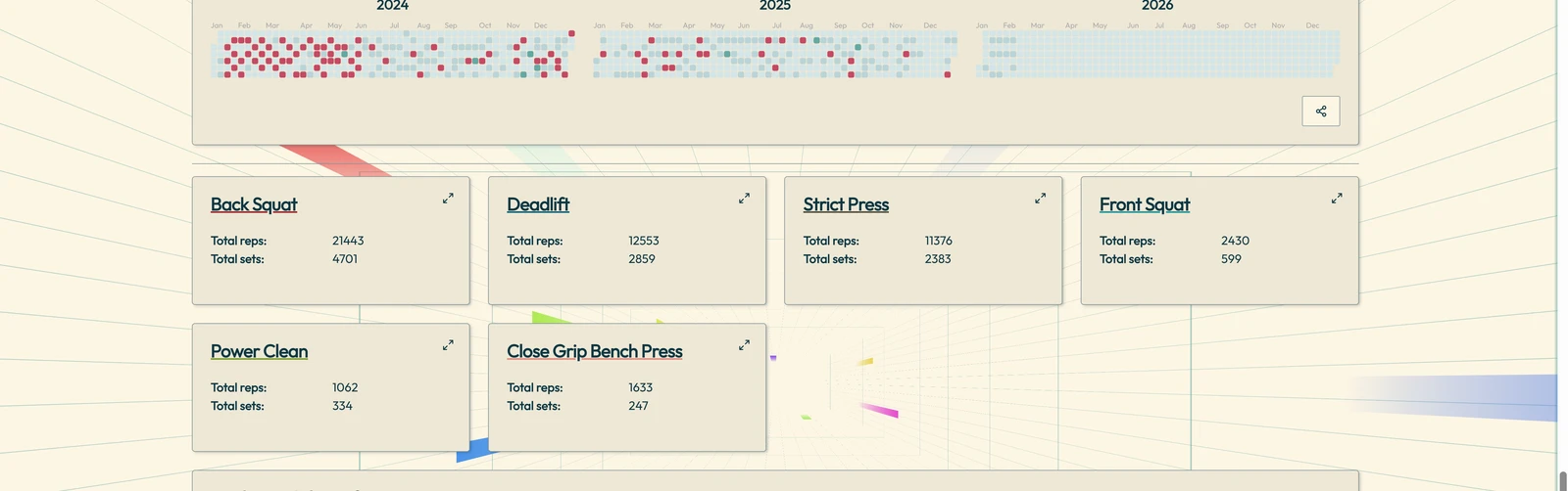 Animated grid background behind the lift cards