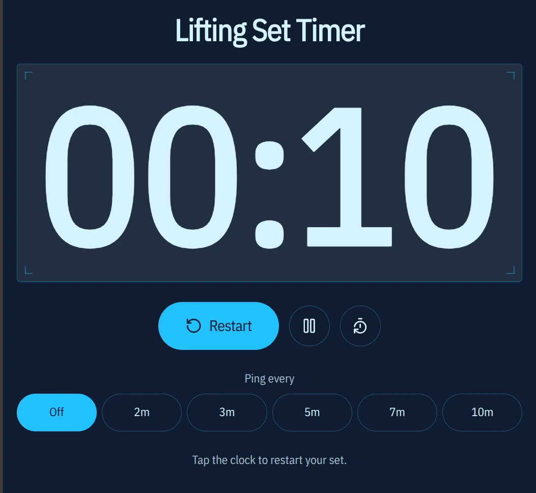 Lifting Set Timer counting up with ping interval options
